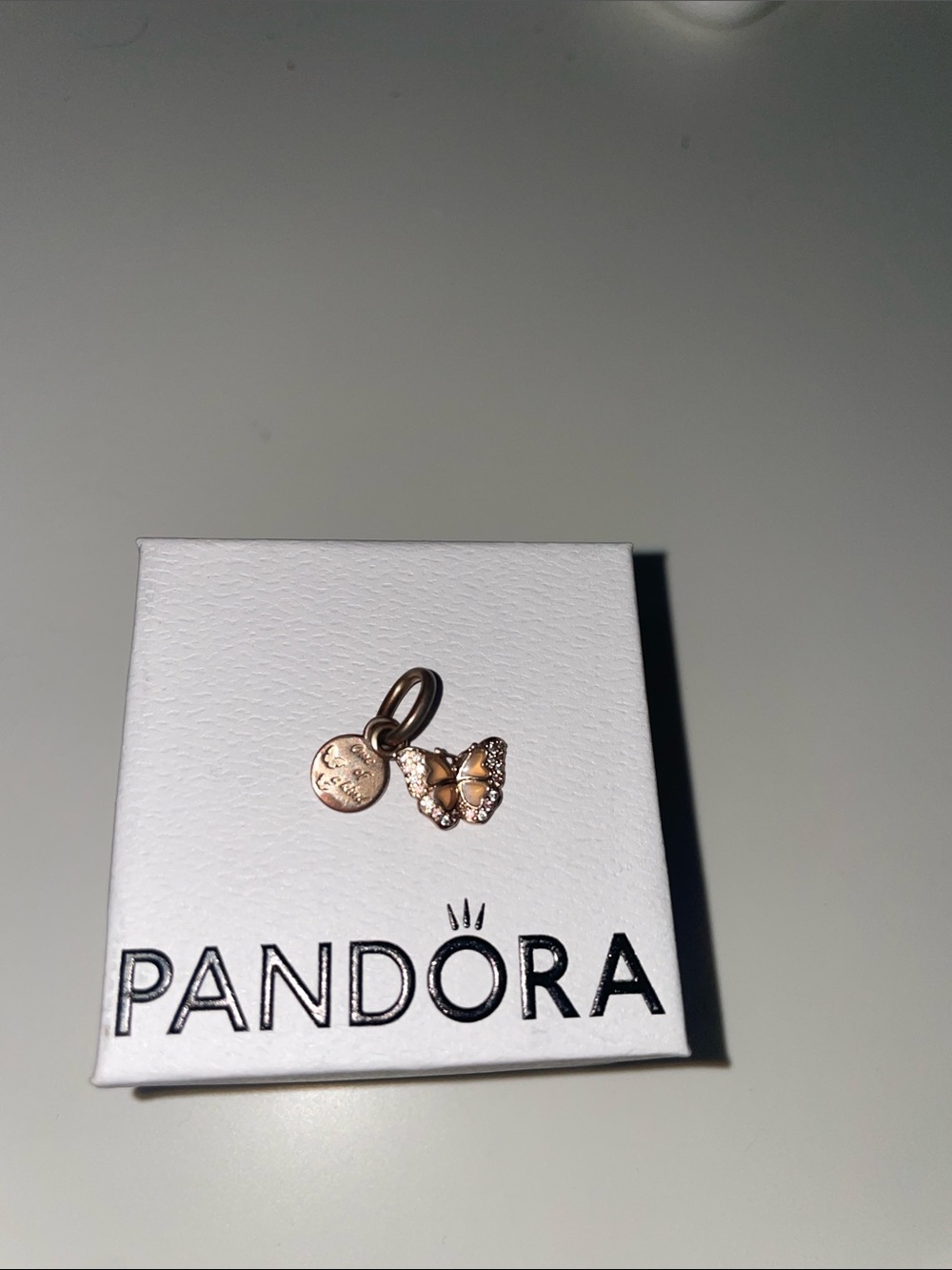 Pandora Rose Gold Butterfly Charm with Clear Accents